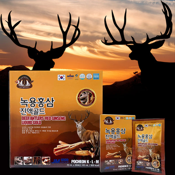 Nước Hồng Sâm Nhung Hươu Hàn Quốc Gold – Deer Antlers Red Ginseng Liquid Gold (70ml x 5 gói)/Hộp