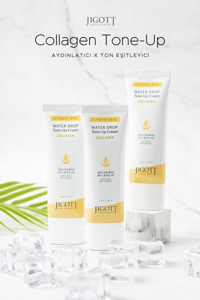 Kem dưỡng trắng cung cấp Collagen Jigott Ultimate Real Collagen Water Drop Tone Up Cream 50ml