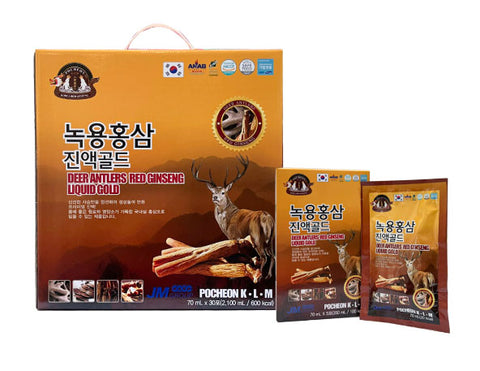 Nước Hồng Sâm Nhung Hươu Hàn Quốc Gold – Deer Antlers Red Ginseng Liquid Gold (70ml x 5 gói)/Hộp