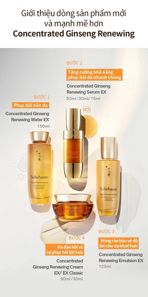 Sample 10 chai Sữa dưỡng nhân sâm chống lão hóa Sulwhasoo Concentrated Ginseng Renewing Emulsion EX Mini 15ml x10