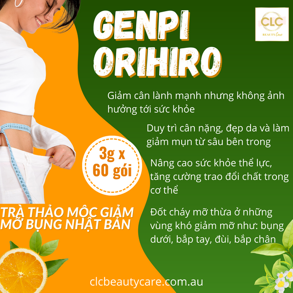 Trà Thảo Mộc Giảm Mỡ Bụng Nhật Bản Genpi Orihiro 3gx60 gói