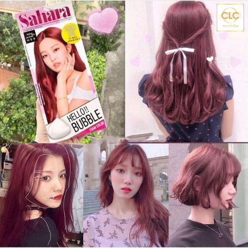 Thuốc Nhuộm Tóc Dạng Bọt Hello Bubble 7P Sahara Rose Pink - Hồng Đỏ