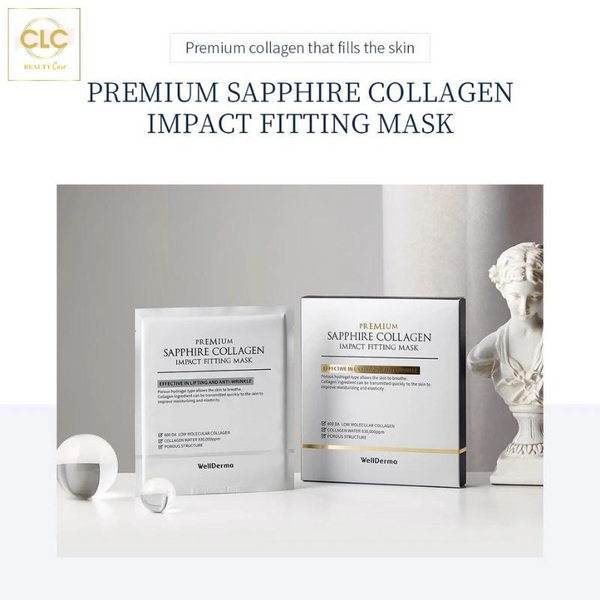 Mặt Nạ WellDerma Premium Sapphire Collagen Impact Fitting Mask 25ml - 1 Hộp 4 Masks