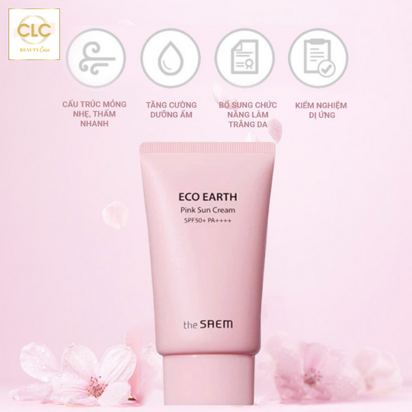 Kem chống nắng The Saem - Eco Earth Power Pink Sun Cream SPF 50+ PA++++ 50g