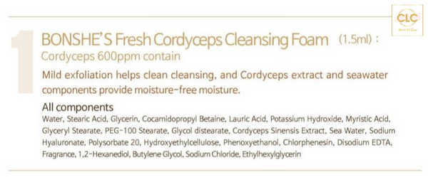 Mặt Nạ Đông Trùng Hạ Thảo Bonshe's Fresh Cordyceps Mask 28ml - 1 Hộp 6 Masks