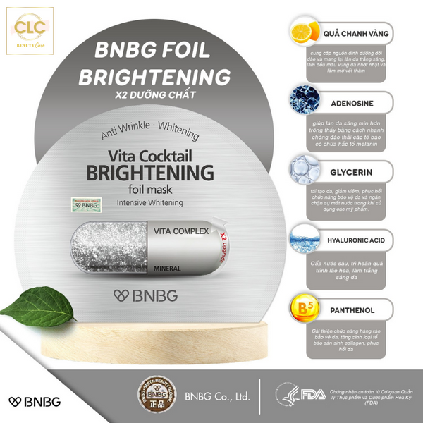 Mặt Nạ Giấy Bạc BNBG Banobagi Vita Cocktail Brightening Foil Mask - 3 Hộp 30 Masks