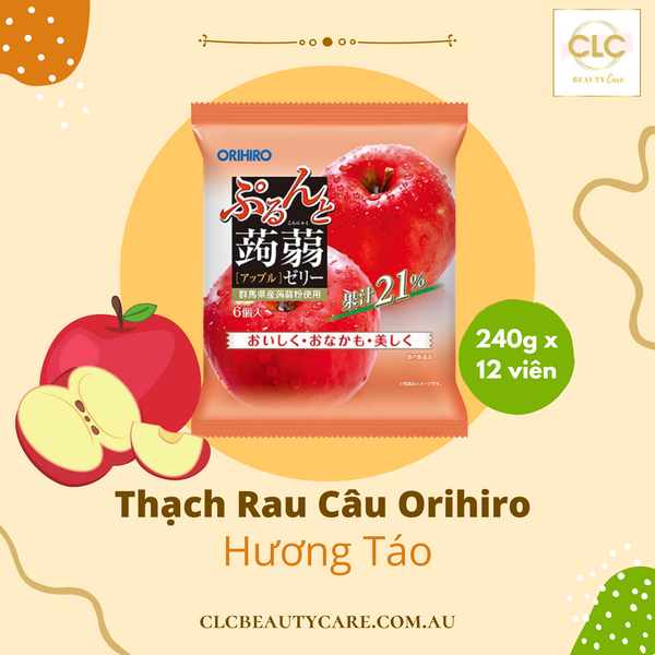 Thạch Rau Câu Orihiro Vị Trái Cây 240g x 12 viên - Hương Táo