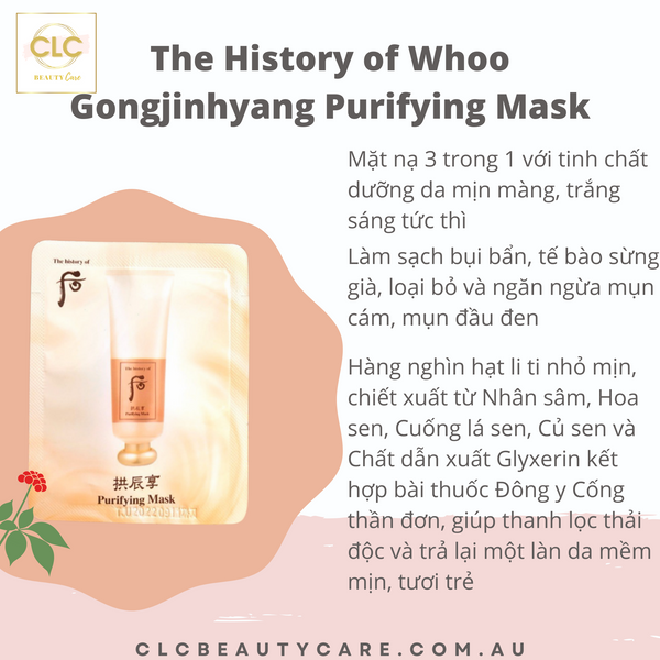 Sample Mặt Nạ The History of Whoo Gongjinhyang Purifying Mask 3ml - 1 Pack 30 Gói