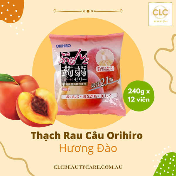 Thạch Rau Câu Orihiro Vị Trái Cây 240g x 12 viên - Hương Đào