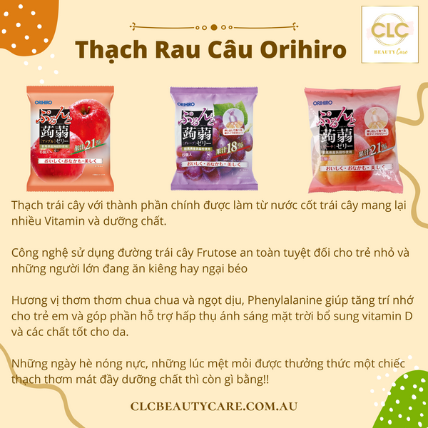 Thạch Rau Câu Orihiro Vị Trái Cây 240g x 12 viên - Hương Táo