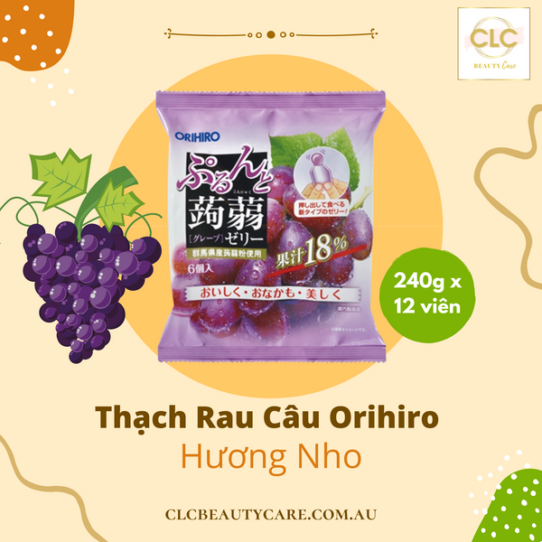 Thạch Rau Câu Orihiro Vị Trái Cây 240g x 12 viên - Hương Nho