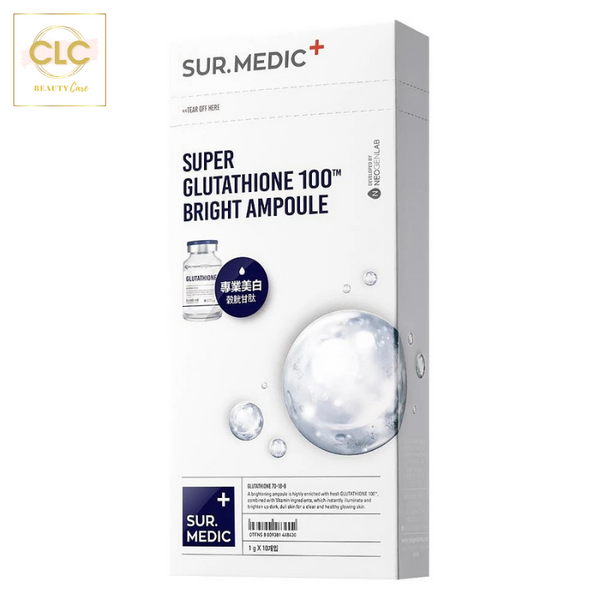 Huyết thanh dưỡng trắng da Sur.Medic Super Glutathione 100 Bright Ampoule - hộp 10 ống