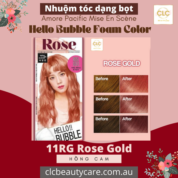 Thuốc Nhuộm Tóc Dạng Bọt Hello Bubble 11RG Rose Gold - Hồng Cam