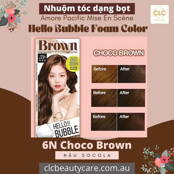 Thuốc Nhuộm Tóc Dạng Bọt Hello Bubble 6N Choco Brown - Nâu Socola