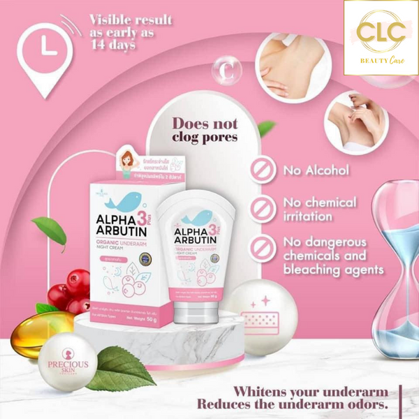 Kem trị thâm vùng da dưới cánh tay Precious Skin Alpha Arbutin 3 Plus Organic Underarm Night Dream 40g