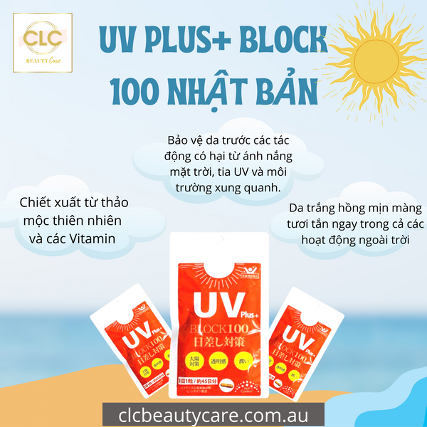 Viên Uống Chống Nắng UV Plus+ Block 100 Nhật Bản 45 Viên