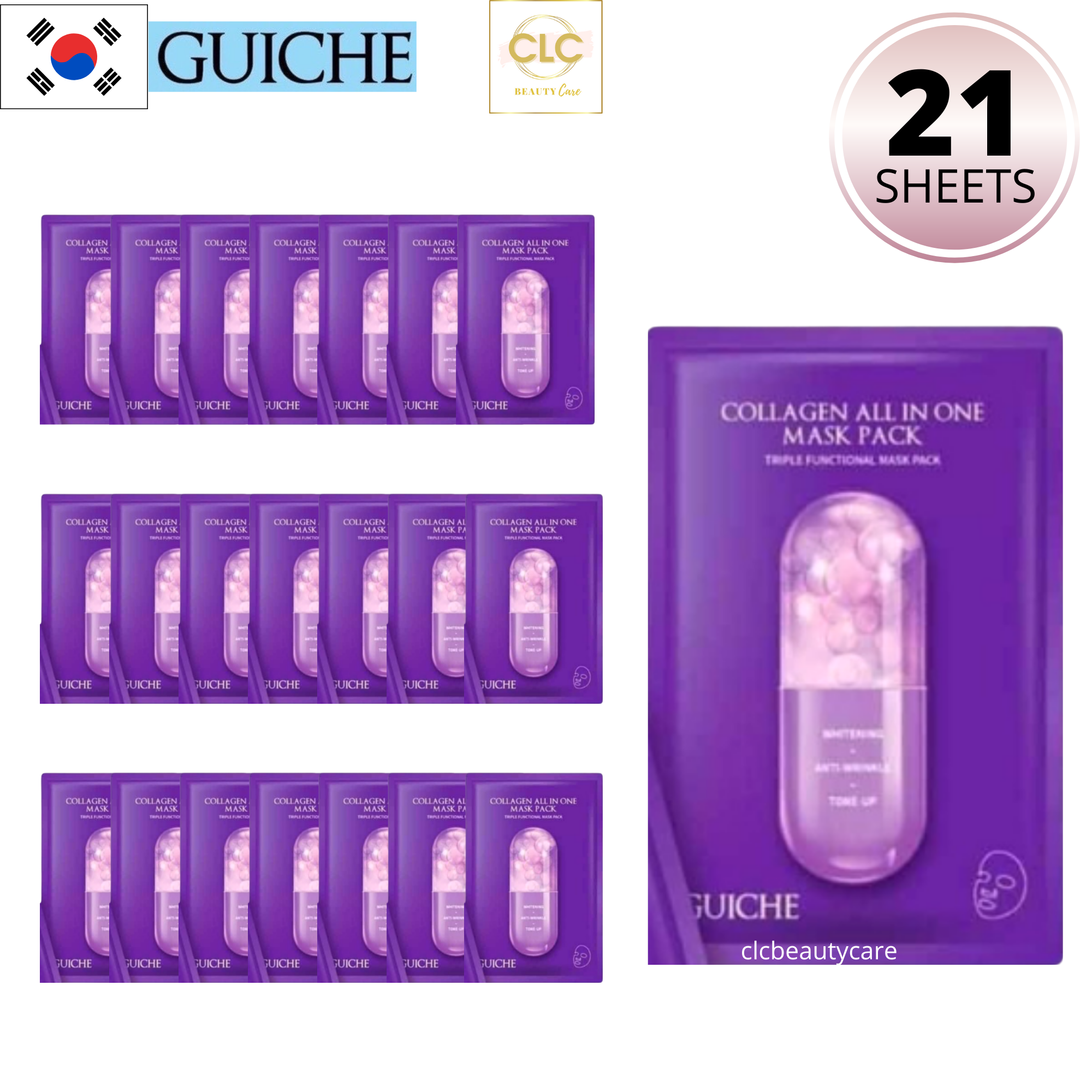 Mặt Nạ Vitamin Tổng Hợp Guiche Collagen All In One Mask Pack - 3 Hộp 21 Masks